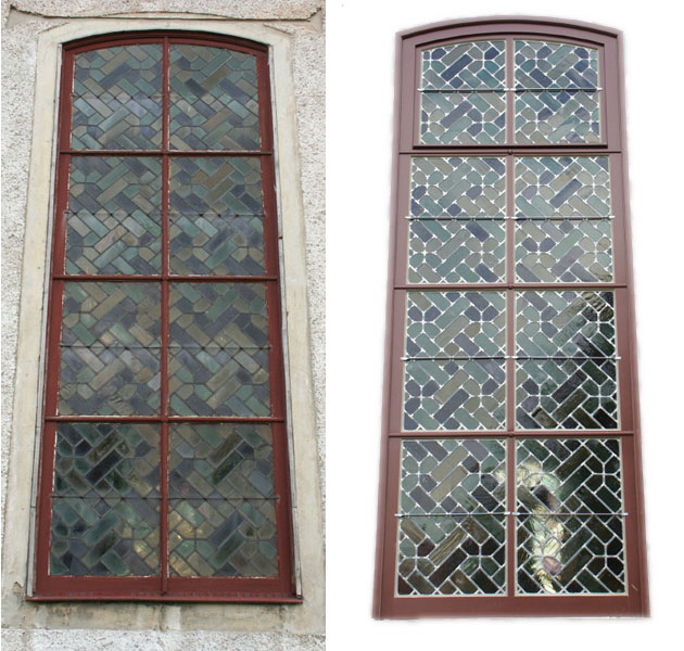 Kirchenfenster vorher/nachher